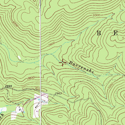 Topographic Map of Barrenshe Trail, WV