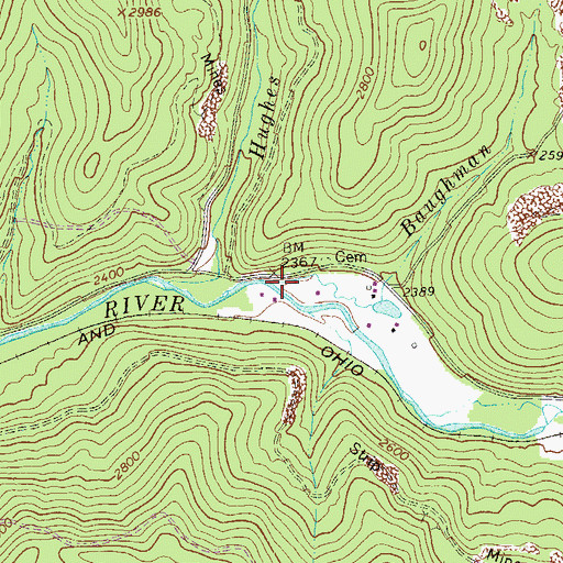 Topographic Map of Baughman Run, WV