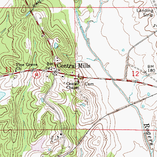 Topographic Map of Center Chapel, AL