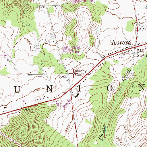 Topographic Map of Beachy Cemetery, WV