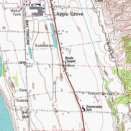 Topographic Map of Beale Chapel, WV