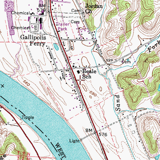 Topographic Map of Beale Elementary School, WV