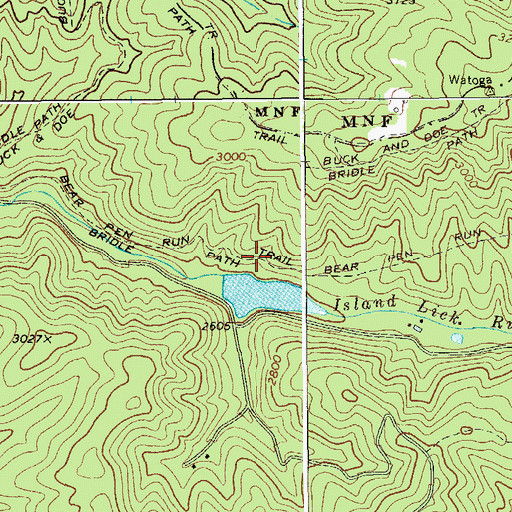 Topographic Map of Bear Pen Run Trail, WV