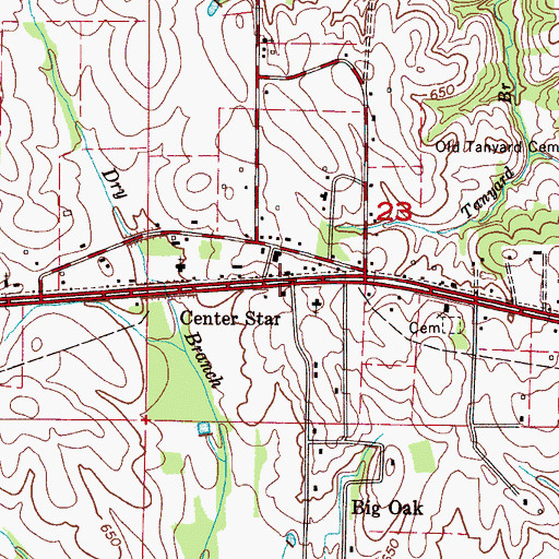 Topographic Map of Center Star, AL