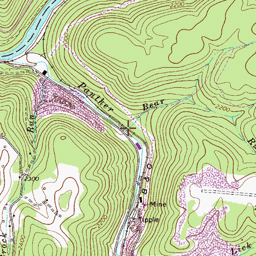 Topographic Map of Bear Run, WV