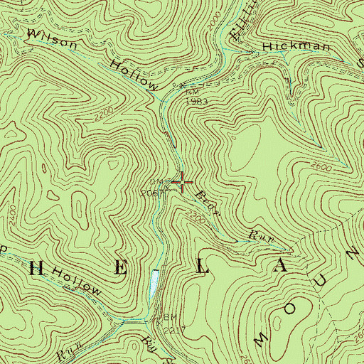 Topographic Map of Bear Run, WV