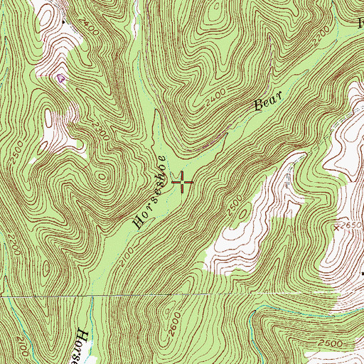 Topographic Map of Bear Run, WV