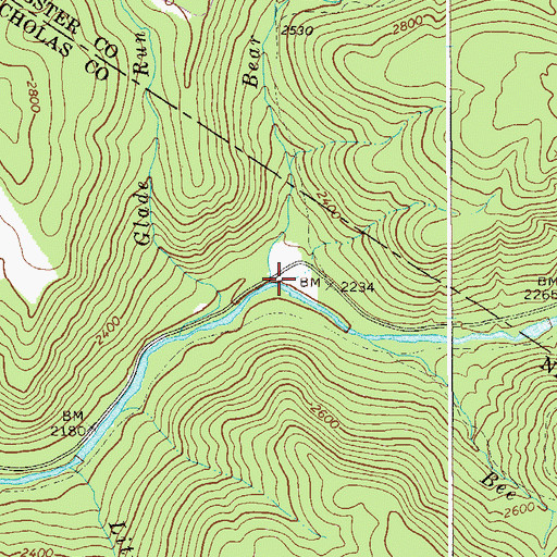 Topographic Map of Bear Run, WV