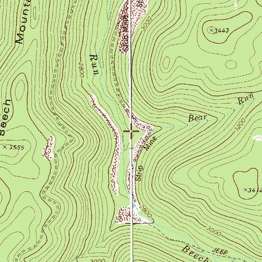 Topographic Map of Bear Run, WV