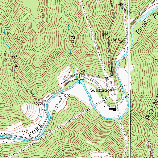 Topographic Map of Bear Run, WV