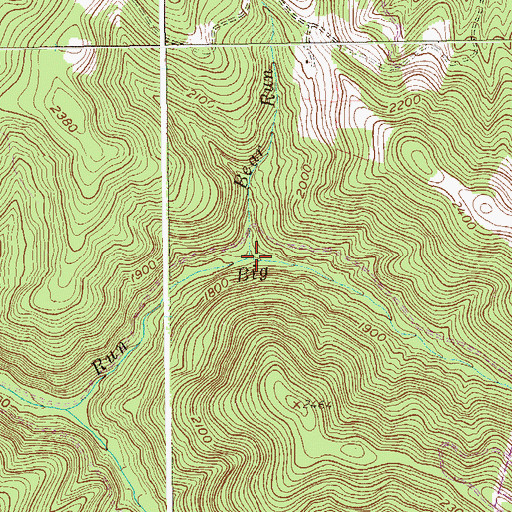 Topographic Map of Bear Run, WV