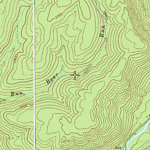 Topographic Map of Bear Run Trail, WV