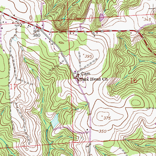 Topographic Map of Chalkhead Baptist Church, AL