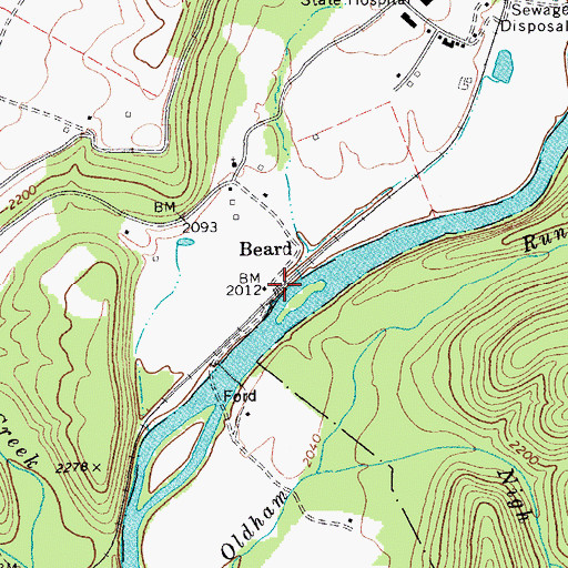 Topographic Map of Beard, WV