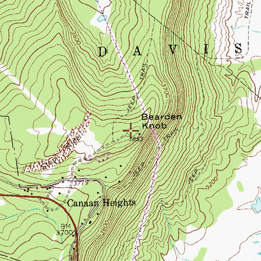 Topographic Map of Bearden Knob, WV