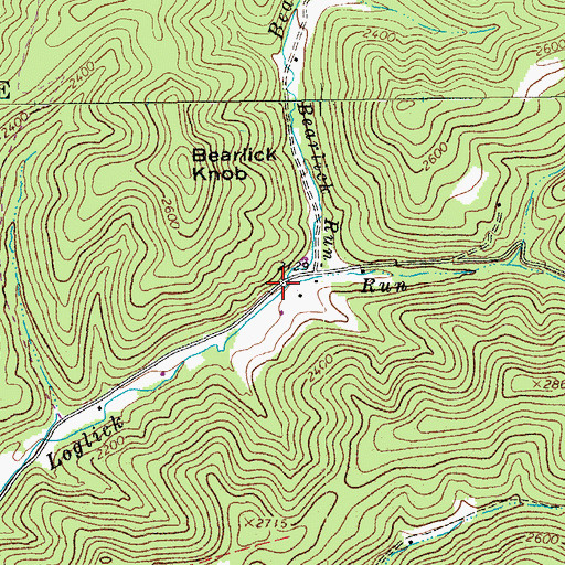 Topographic Map of Bearlick Run, WV