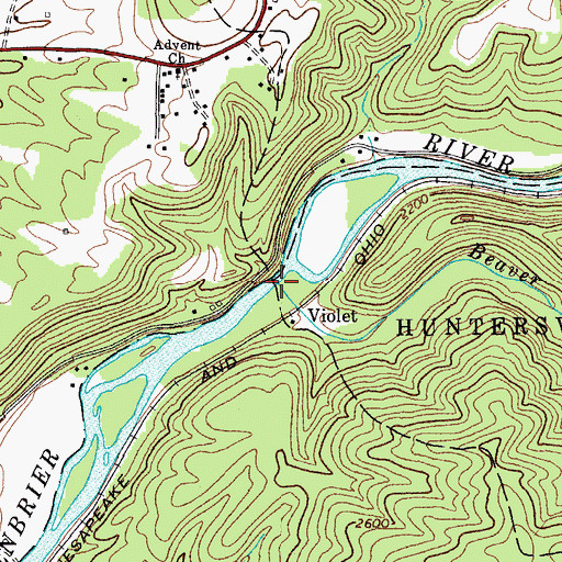 Topographic Map of Beaver Creek, WV