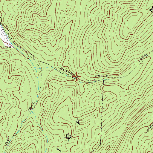 Topographic Map of Beaver Creek Trail, WV
