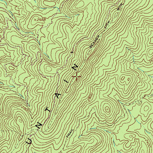 Topographic Map of Beaver Lick Mountain Trail, WV