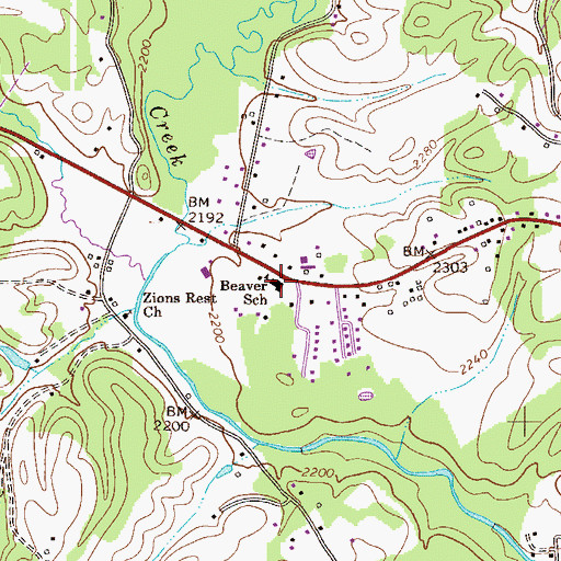 Topographic Map of Beaver Elementary School, WV