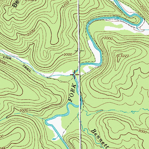 Topographic Map of Beaverdam Run, WV