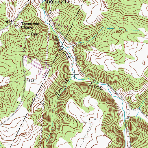 Topographic Map of Bee Branch, WV