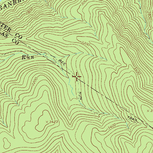 Topographic Map of Bee Run Trail, WV