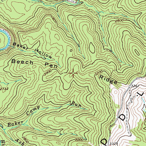 Topographic Map of Beech Pen Ridge, WV