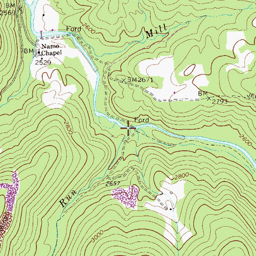 Topographic Map of Beech Run, WV