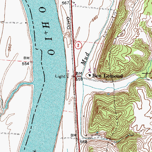 Topographic Map of Ben Lomond, WV