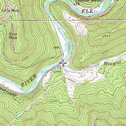 Topographic Map of Bergoo Creek, WV