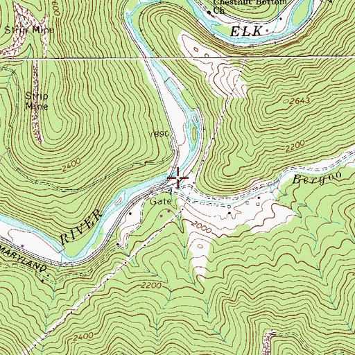 Topographic Map of Bergoo Creek, WV