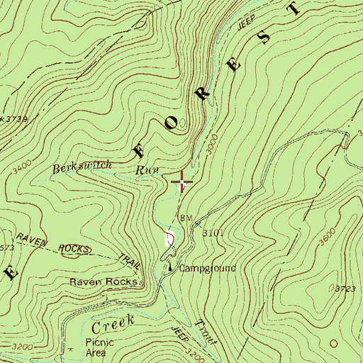 Topographic Map of Berkswitch Run, WV