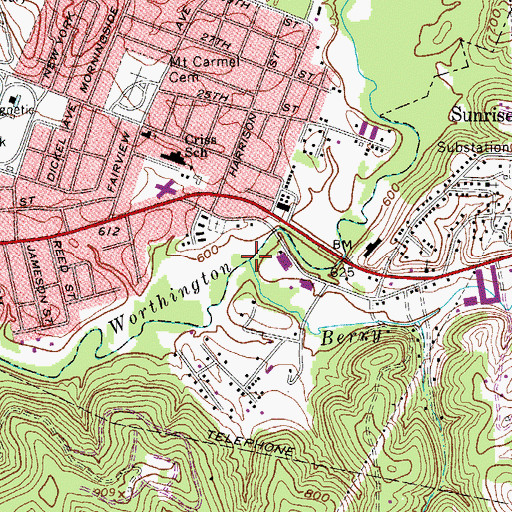 Topographic Map of Berry Run, WV