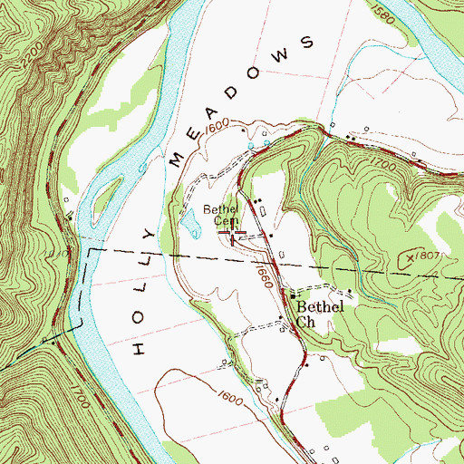Topographic Map of Bethel Cemetery, WV