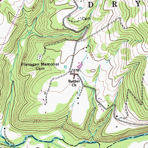 Topographic Map of Bethel Church, WV