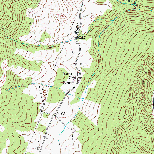 Topographic Map of Bethel United Methodist Church, WV