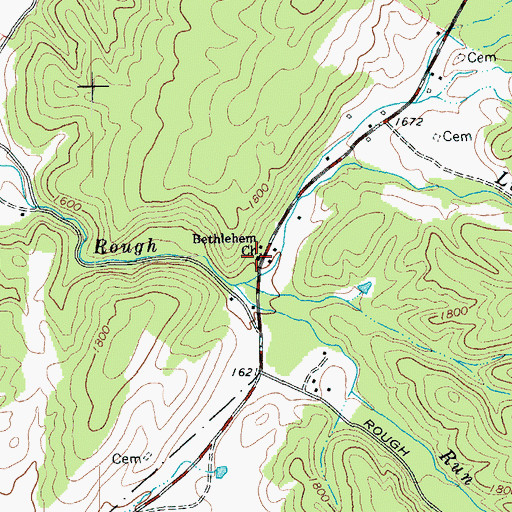 Topographic Map of Bethlehem Church, WV