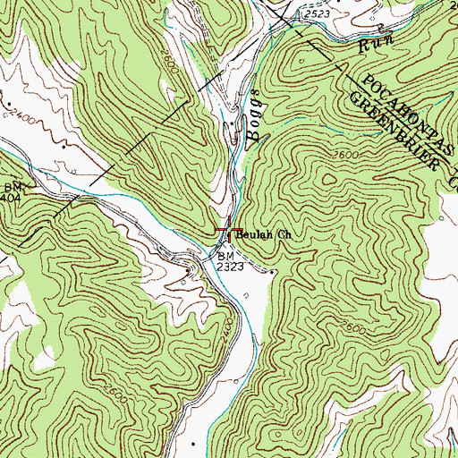 Topographic Map of Beulah Church, WV