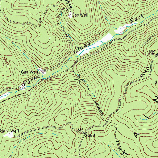 Topographic Map of Beulah Trail, WV