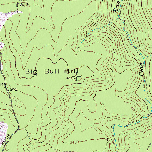 Topographic Map of Big Bull Hill, WV