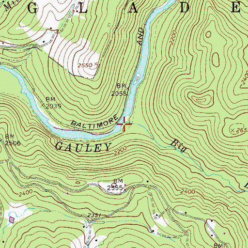 Topographic Map of Big Laurel Creek, WV