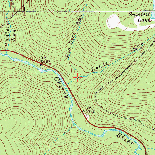 Topographic Map of Big Lick Run, WV