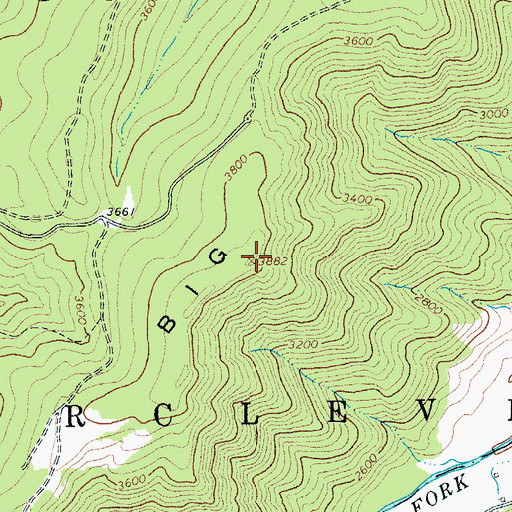 Topographic Map of Big Mountain, WV