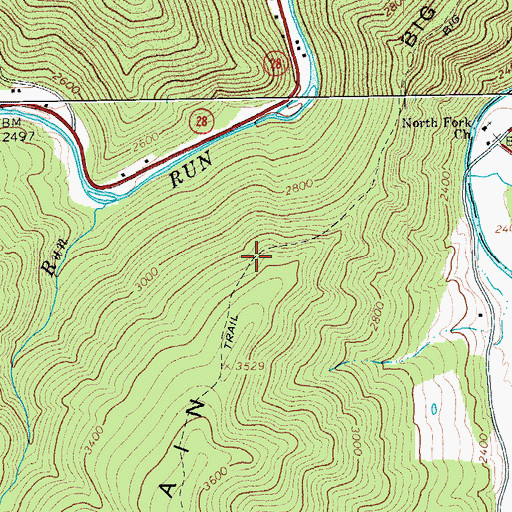 Topographic Map of Big Mountain Trail, WV
