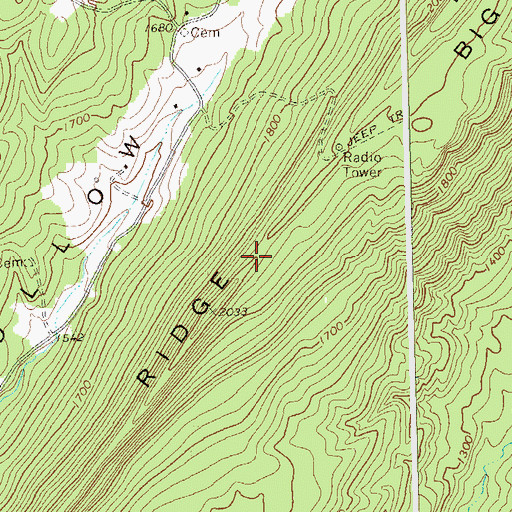 Topographic Map of Big Ridge, WV