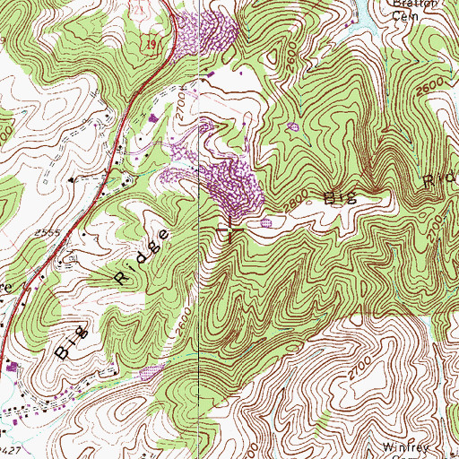 Topographic Map of Big Ridge, WV