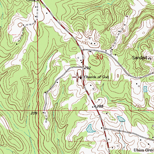 Topographic Map of Church of God, AL