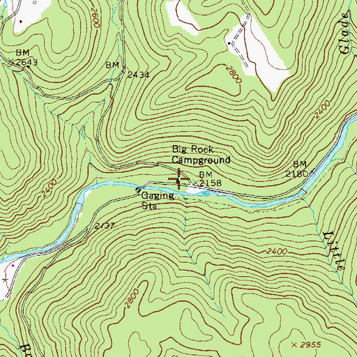 Topographic Map of Big Rock Campground, WV