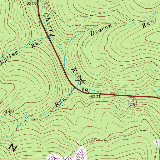 Topographic Map of Big Run, WV